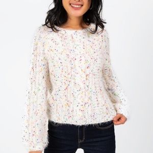 NWOT Fransecas Balloon Sleeve Knit Crew Sweater